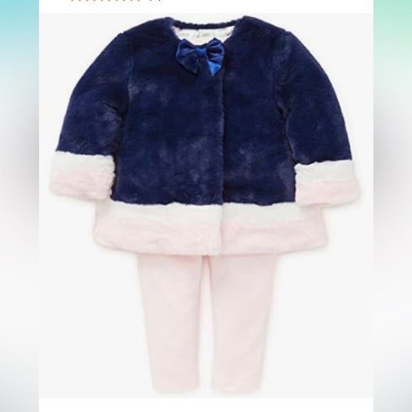 Little Me Other - A Set of Little Me Faux Fur Baby Toddler Pea Coat and Leggings. Size 18M.